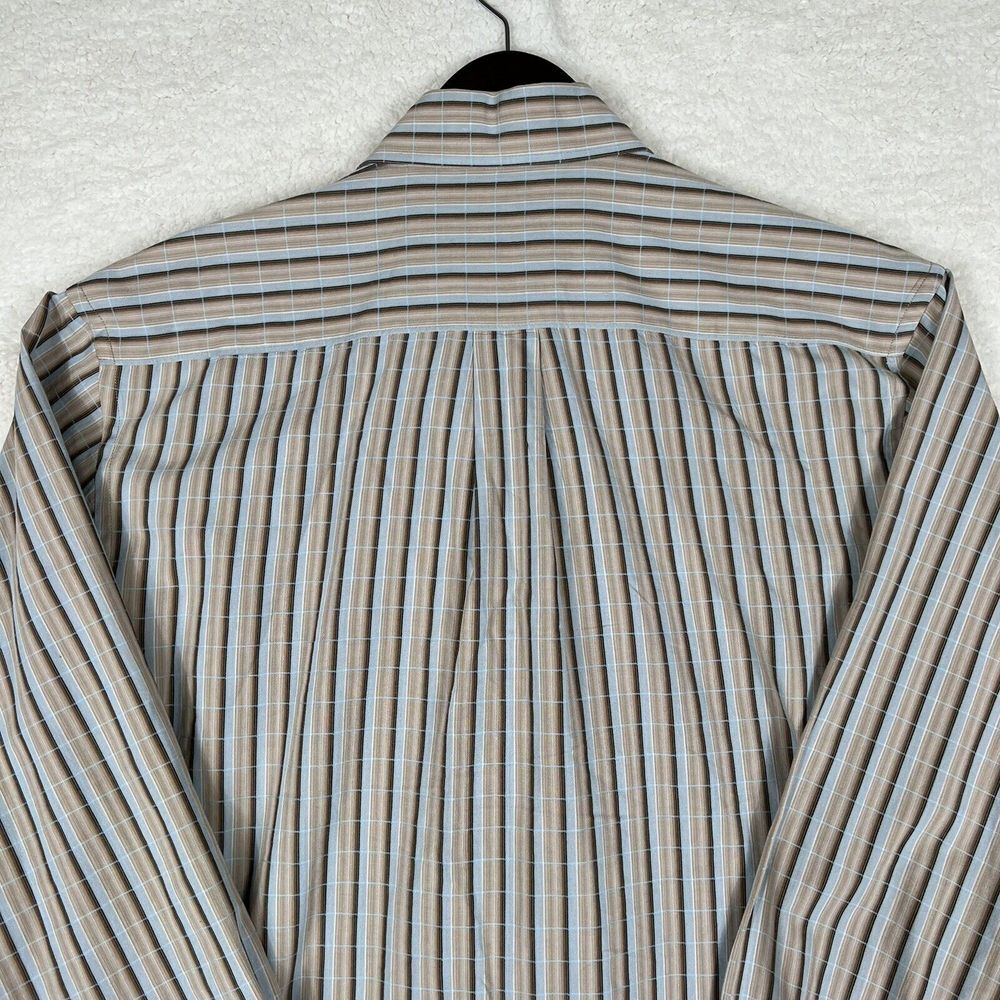 Alan Flusser Shirt Mens Medium Beige Striped Long Sleeve Button Down Casual - Picture 7 of 7